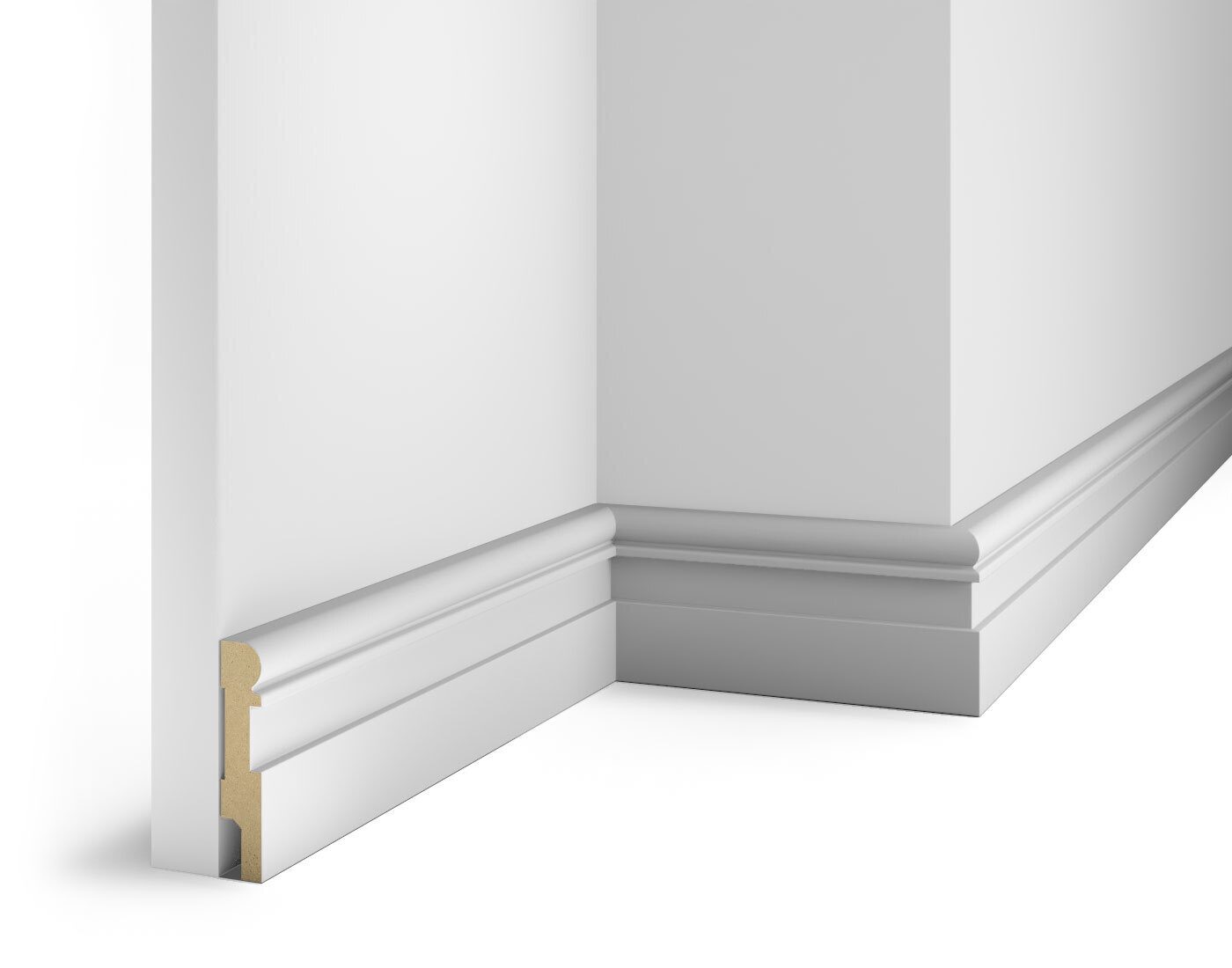 Плинтус МДФ с пазом для молдинга под покраску Cosca Decor AP28 2400×80×16