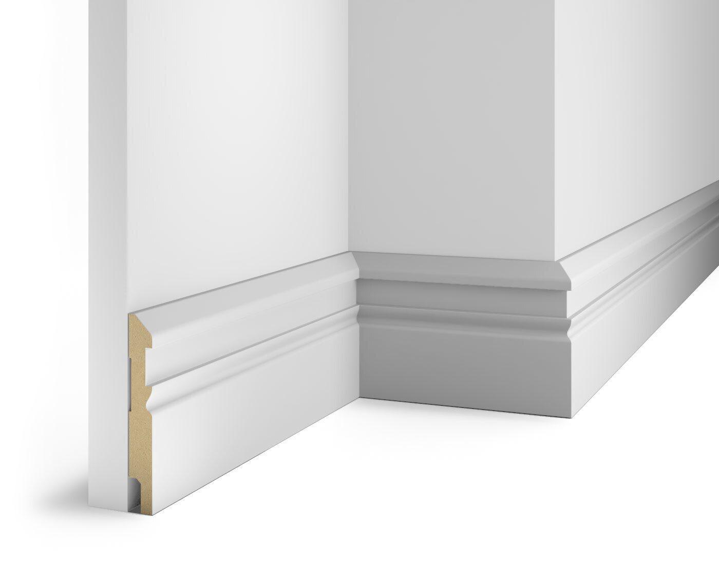 Плинтус МДФ с пазом для молдинга под покраску Cosca Decor AP30 2400×115×16