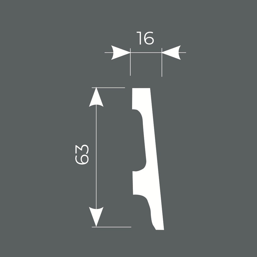 Плинтус под покраску Cosca Decor Экополимер PX045 2000×63×16