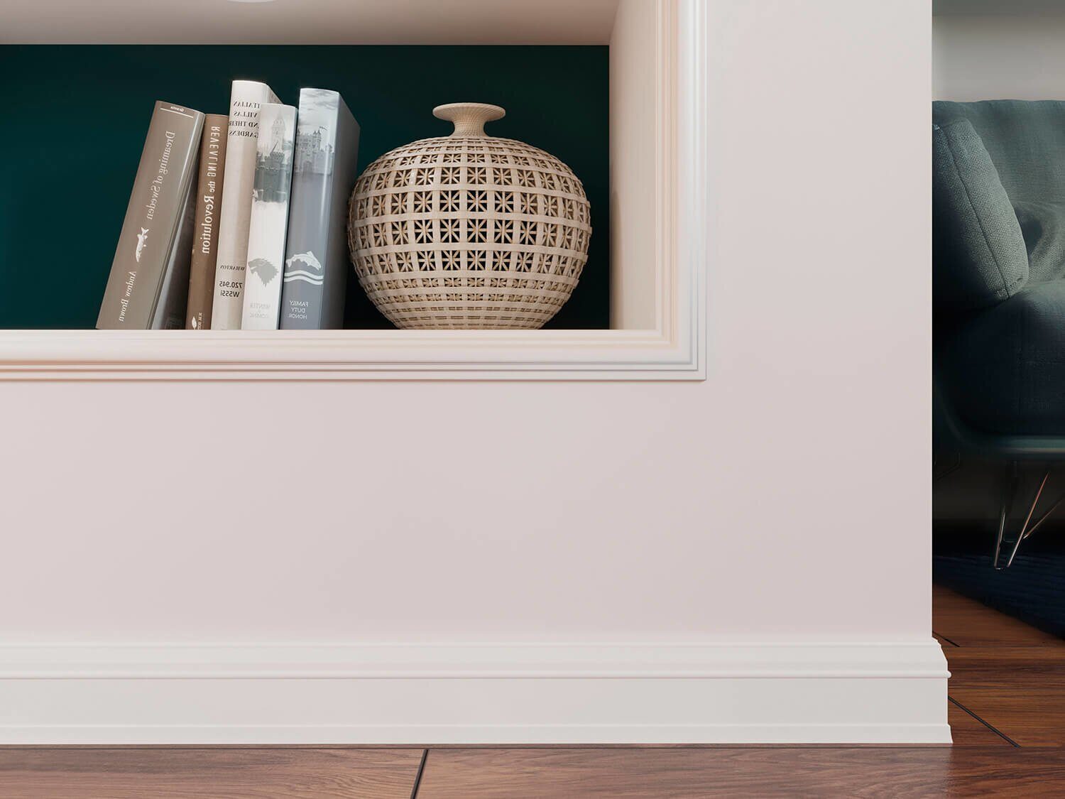 Плинтус под покраску Cosca Decor Экополимер PX020 2000×85×15 фото в интерьере