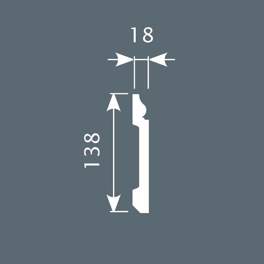 Плинтус под покраску Cosca Decor Экополимер PX006 2000×138×18