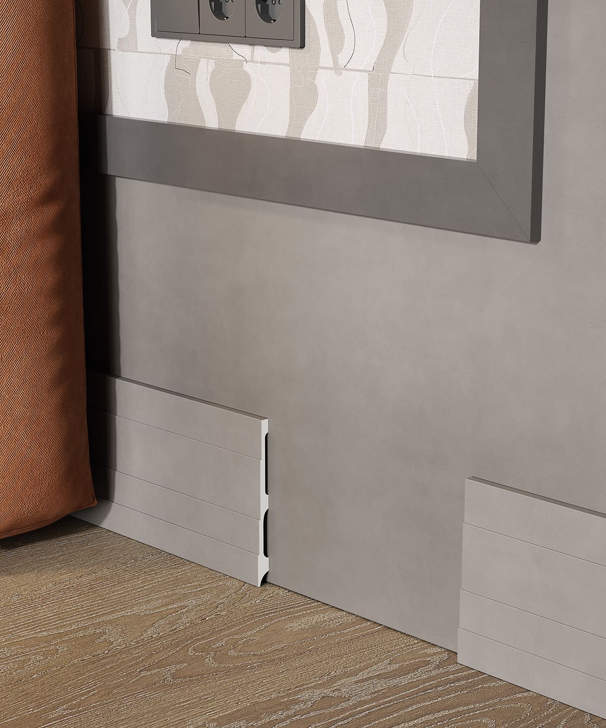 Плинтус под покраску Cosca Decor Экополимер PX044 2000×185×16 фото в интерьере