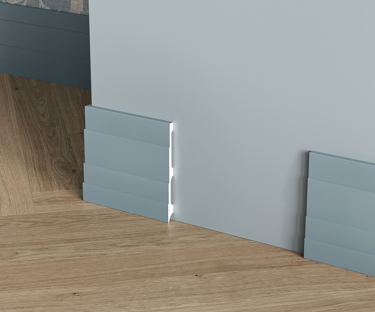 Плинтус под покраску Cosca Decor Экополимер PX044 2000×185×16 фото в интерьере