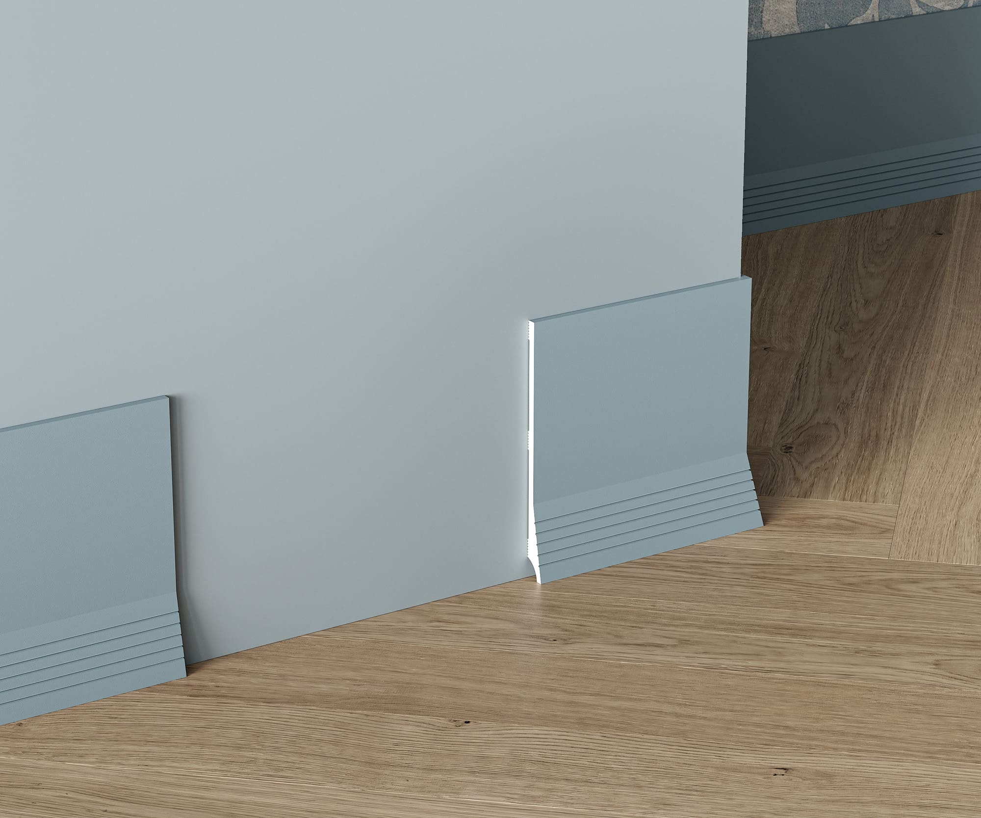 Плинтус под покраску Cosca Decor Экополимер PX036 2000×184×16 фото в интерьере