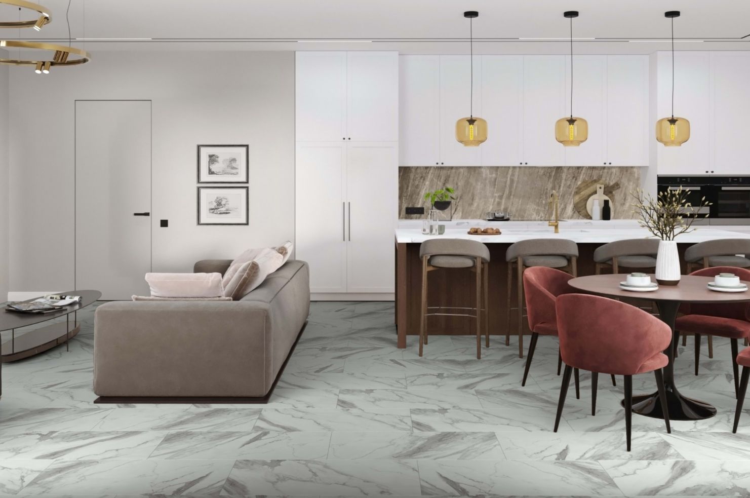 Кварцвиниловая плитка Damy Floor клеевая Ascent LVT Эверест Everest 124-1-LVT 912,4×455,2×2,5 фото в интерьере