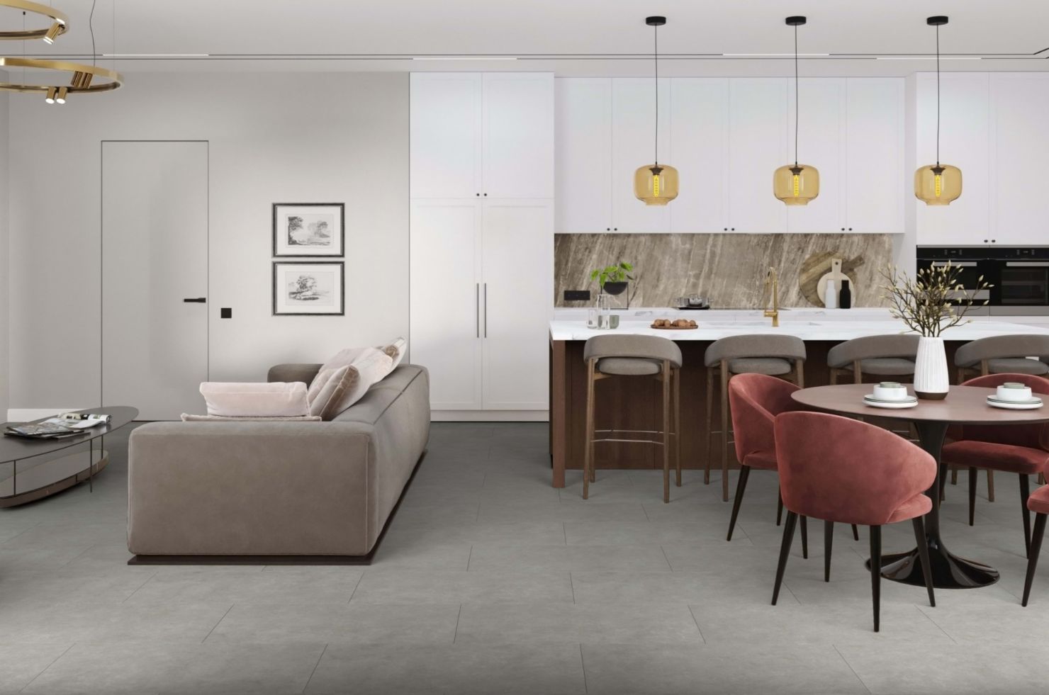 Кварцвиниловая плитка Damy Floor клеевая Ascent LVT Броуд-Пик Broad Peak 125-2-LVT 912,4×455,2×2,5 фото в интерьере