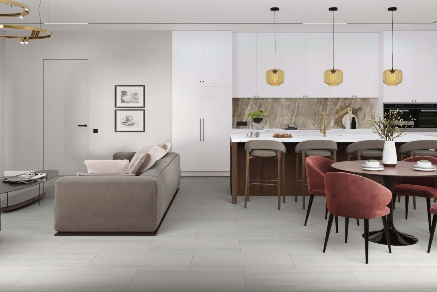 Кварцвиниловая плитка Damy Floor клеевая Ascent LVT Кайлас Kailash CDM271-03-LVT 912,4×455,2×2,5 фото в интерьере