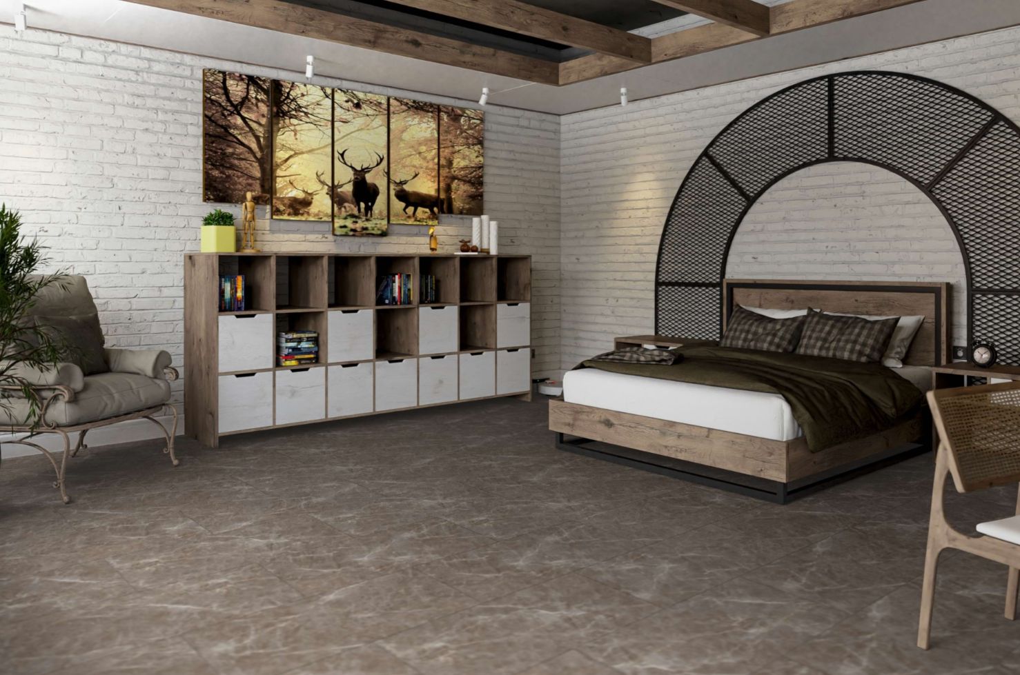 Кварцвиниловая плитка Damy Floor клеевая Ascent LVT Макалу Makalu LQ8132-2-LVT 912,4×455,2×2,5 фото в интерьере