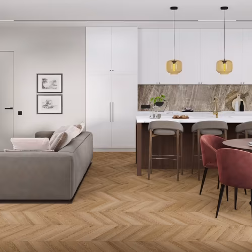 Кварцвиниловая плитка Damy Floor клеевая Chevron LVT Лувр DF04-Ch-LVT французская елка 600×127×2,5