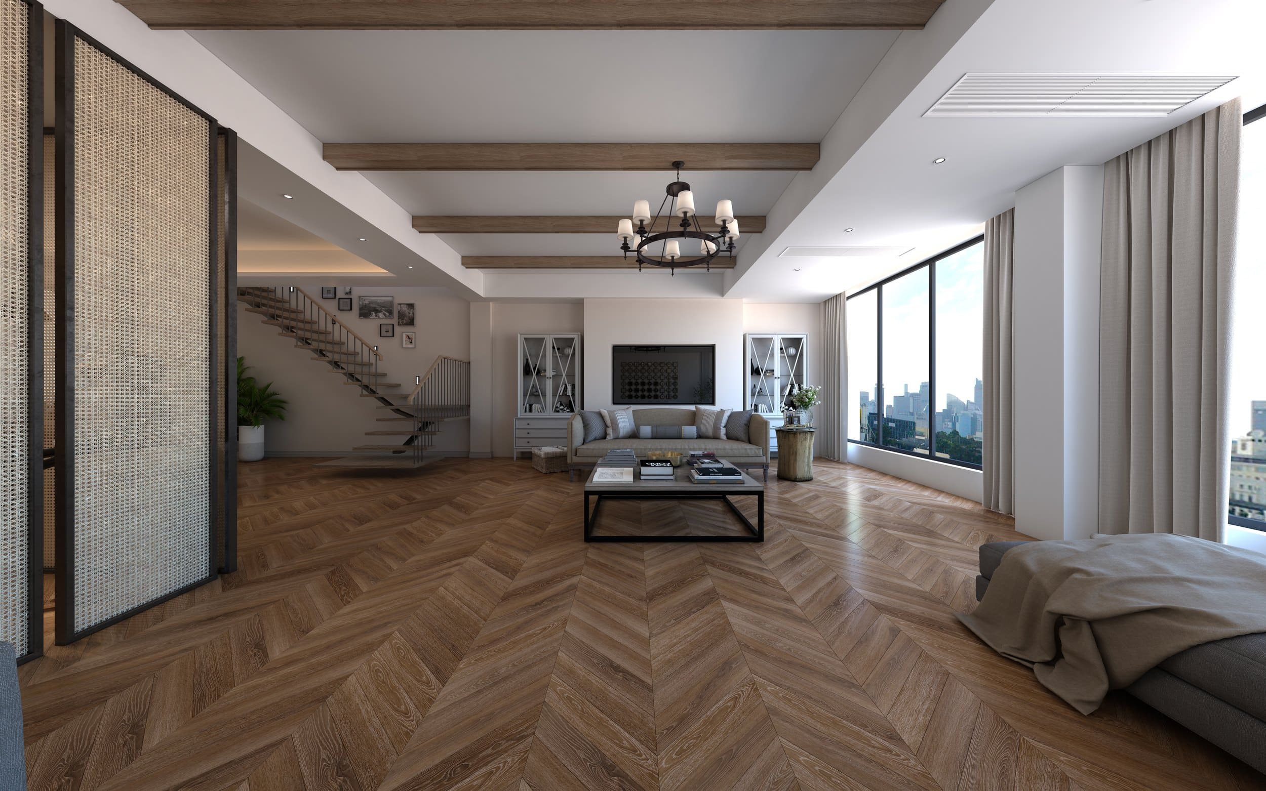 Кварцвиниловая плитка Damy Floor клеевая Chevron LVT Шайо Chaillot DF07-Ch-LVT французская елка 600×127×2,5 фото в интерьере