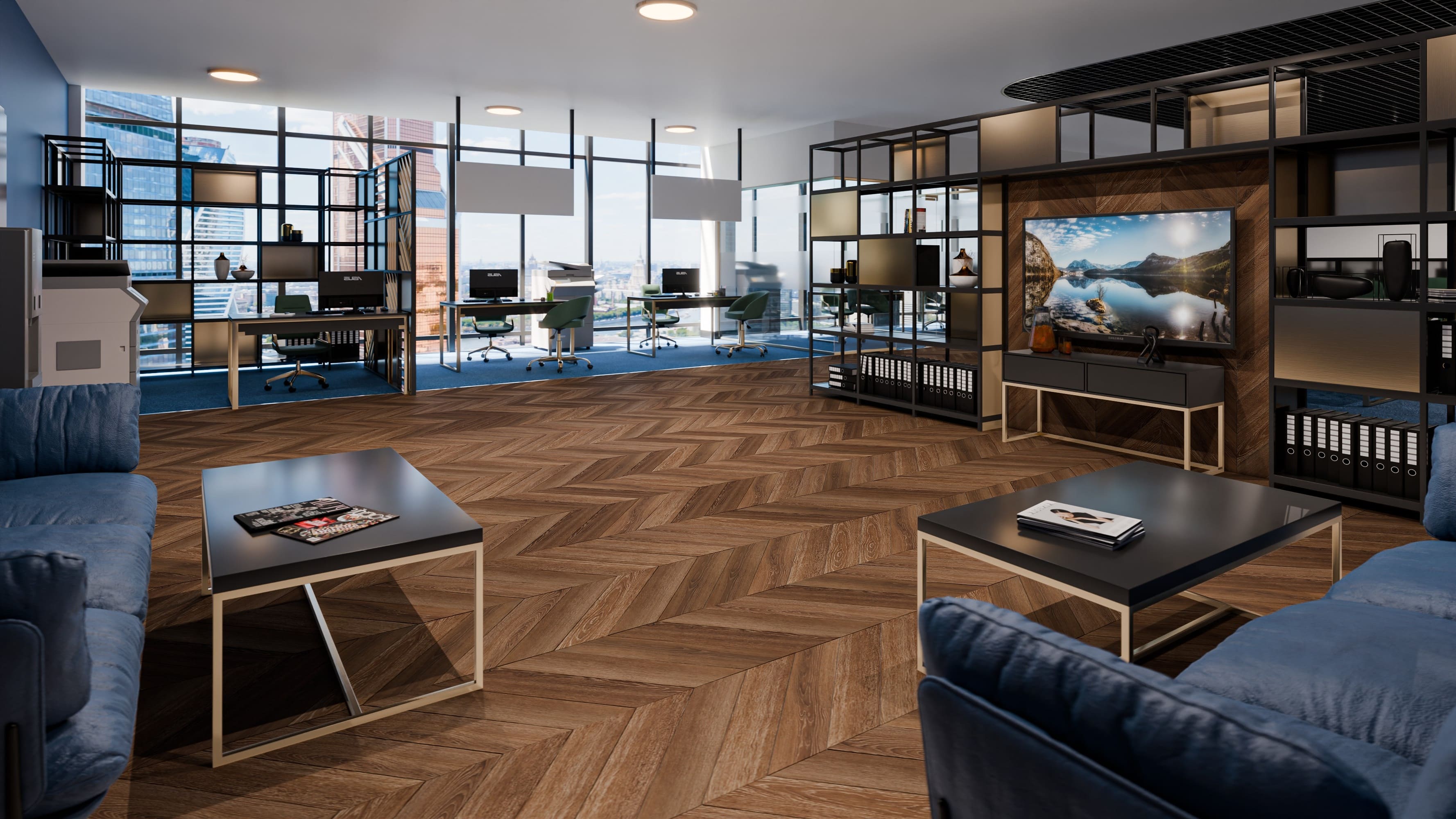 Кварцвиниловая плитка Damy Floor клеевая Chevron LVT Шайо Chaillot DF07-Ch-LVT французская елка 600×127×2,5 фото в интерьере