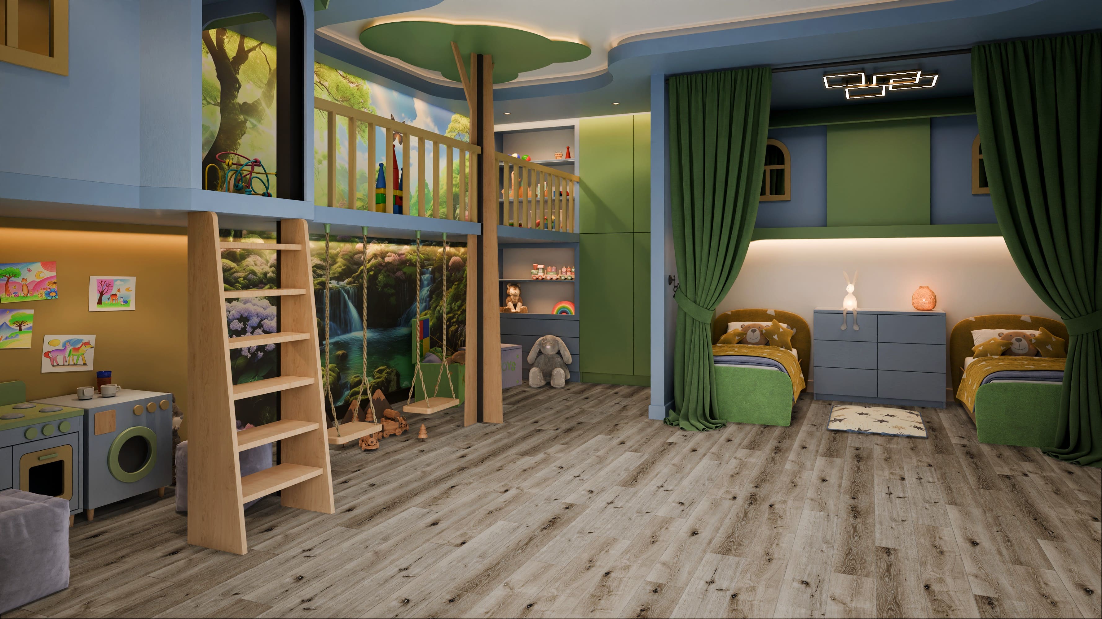 Кварцвиниловая плитка Damy Floor клеевая Family LVT Дуб Лофт Loft Oak 1508-1-LVT 1227×187×2,5 фото в интерьере