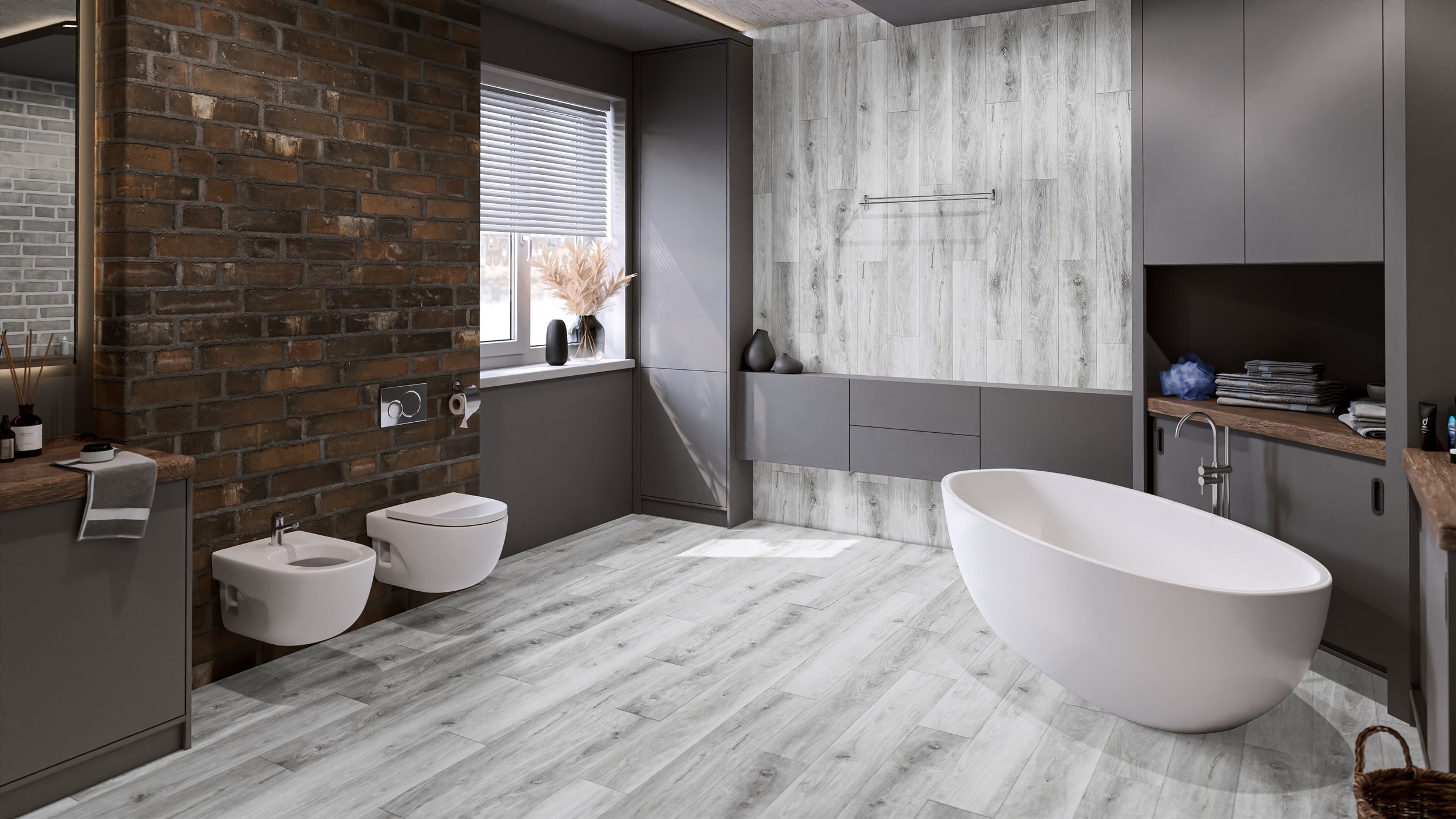 Кварцвиниловая плитка Damy Floor клеевая Family LVT Дуб Альпийский Alpine Oak 1536-2-LVT 1227×187×2,5 фото в интерьере