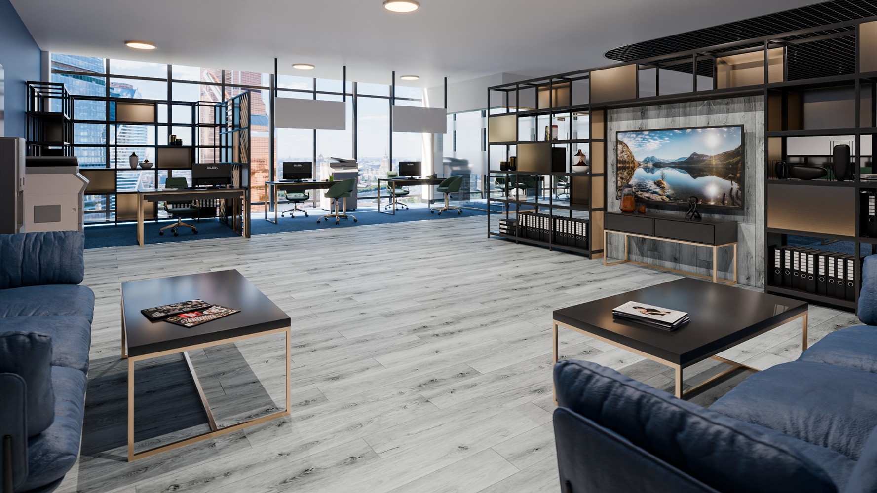 Кварцвиниловая плитка Damy Floor клеевая Family LVT Дуб Альпийский Alpine Oak 1536-2-LVT 1227×187×2,5 фото в интерьере