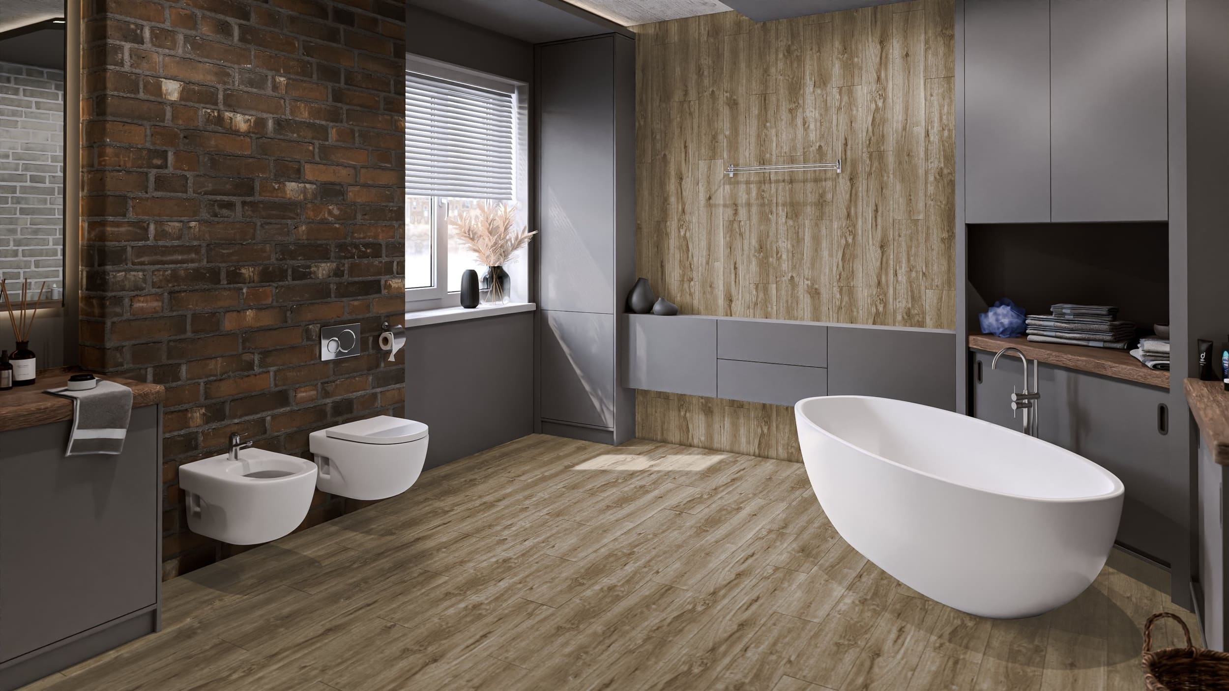 Кварцвиниловая плитка Damy Floor клеевая Family LVT Дуб Имбирный Ginger Oak 248-8-LVT 1227×187×2,5 фото в интерьере