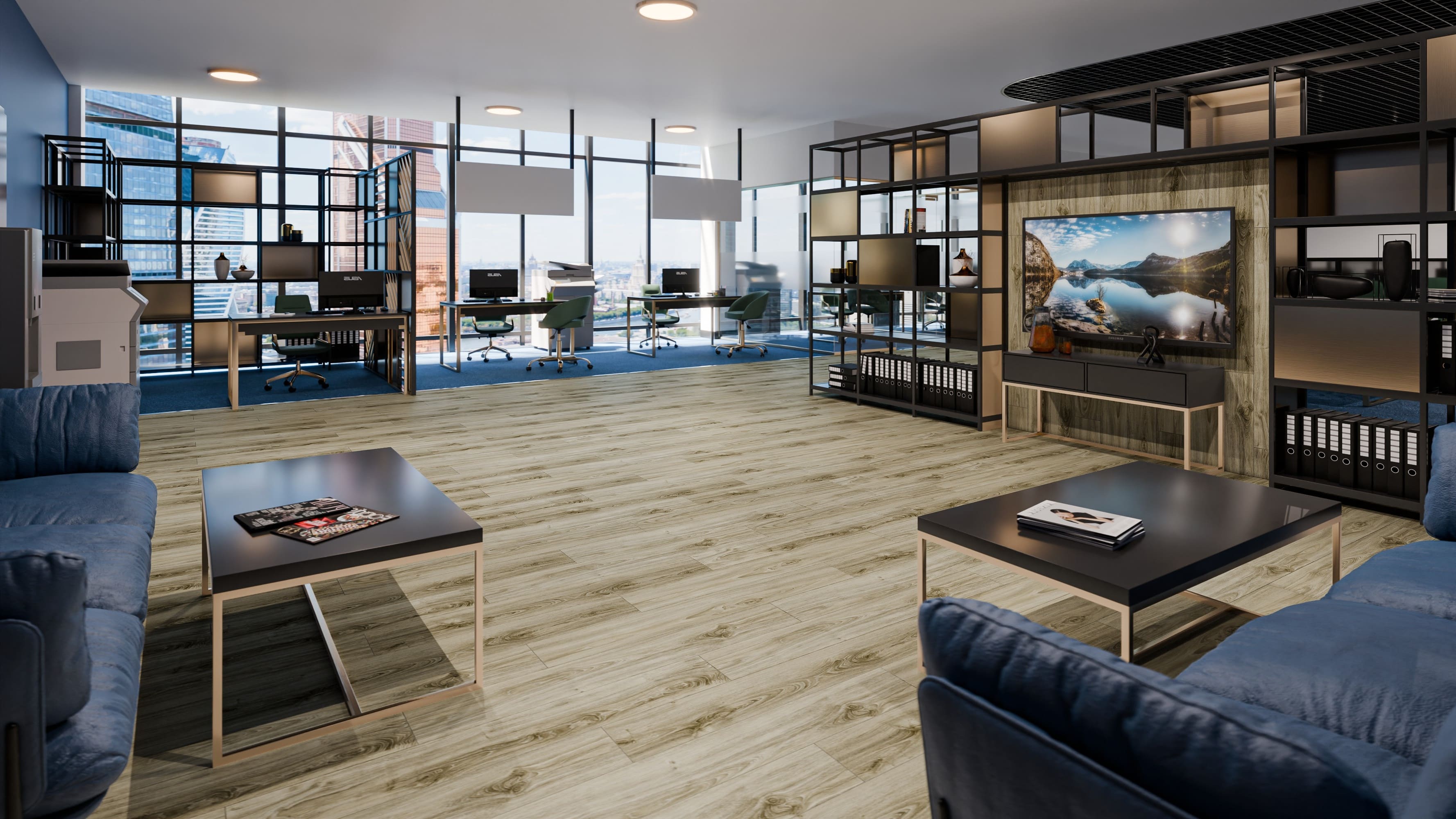 Кварцвиниловая плитка Damy Floor клеевая Family LVT Дуб Белый White Oak SL3739-3-LVT 1227×187×2,5 фото в интерьере