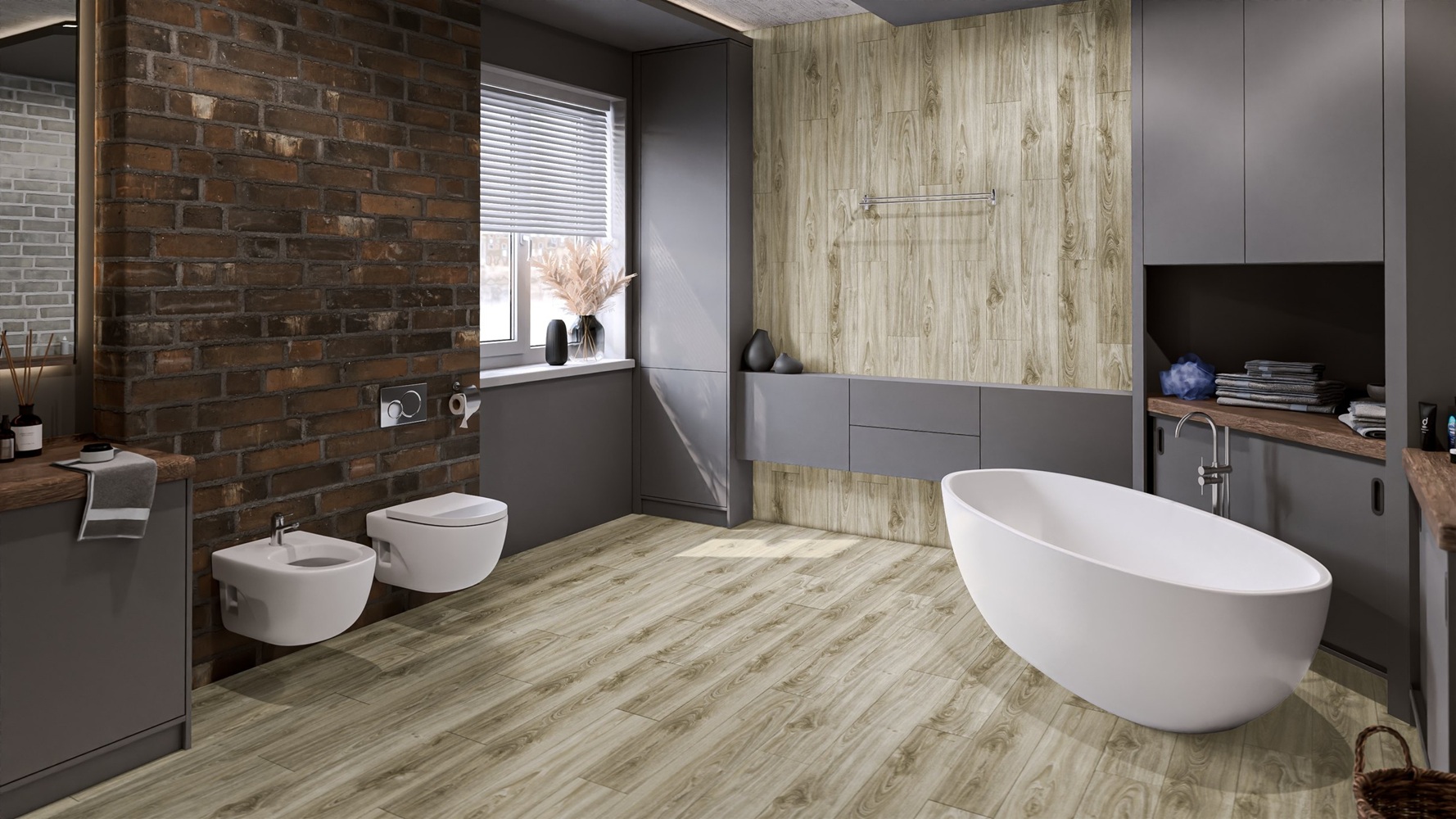 Кварцвиниловая плитка Damy Floor клеевая Family LVT Дуб Белый White Oak SL3739-3-LVT 1227×187×2,5 фото в интерьере