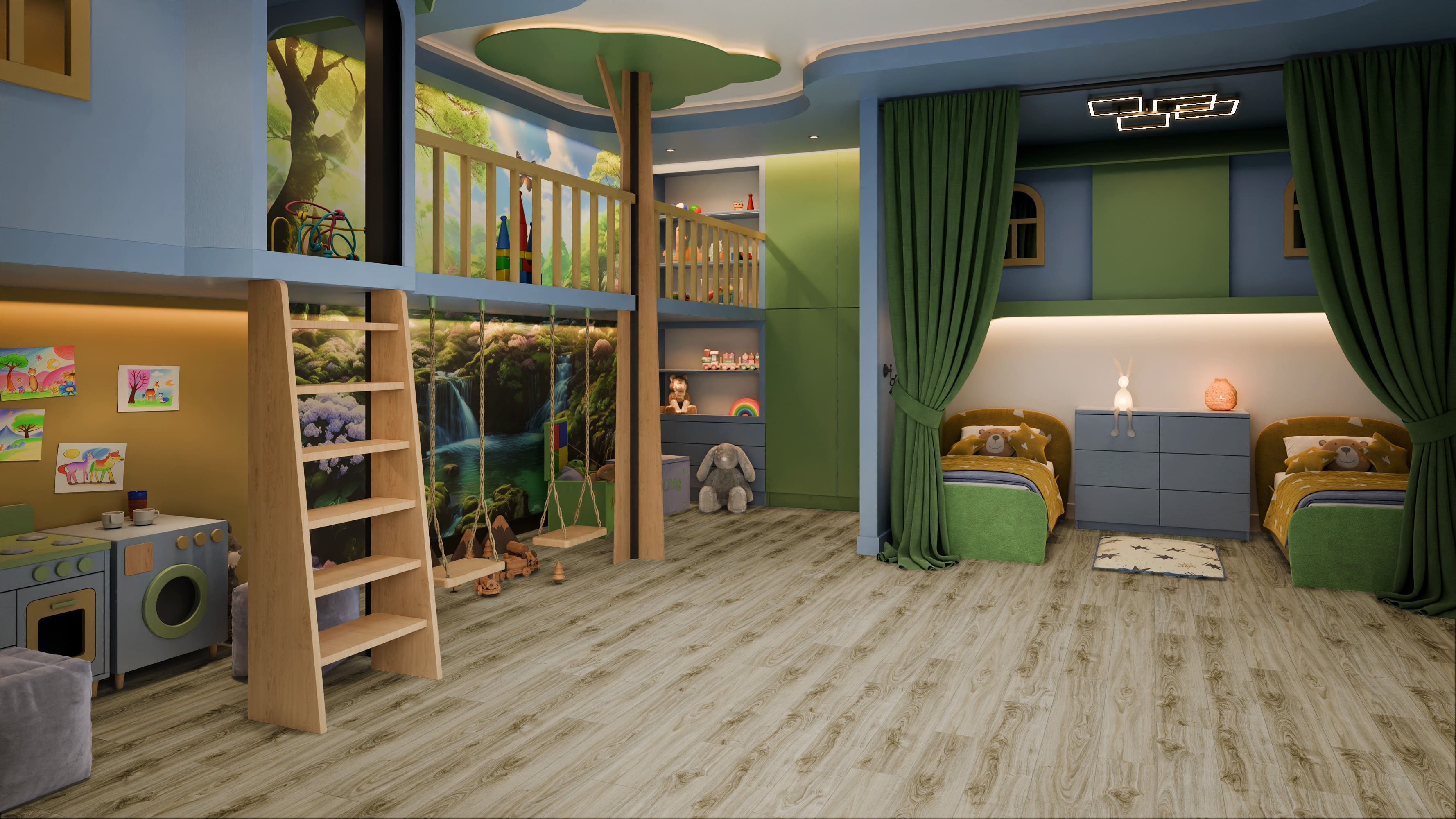 Кварцвиниловая плитка Damy Floor клеевая Family LVT Дуб Белый White Oak SL3739-3-LVT 1227×187×2,5 фото в интерьере