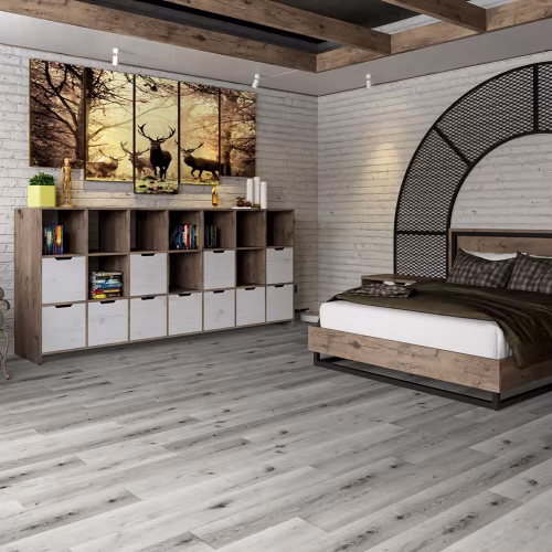 Кварцвиниловая плитка Damy Floor клеевая Family LVT Дуб Классический Серый T7020-2-LVT 1227×187×2,5