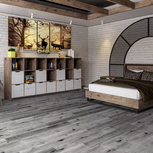 Кварцвиниловая плитка Damy Floor клеевая Family LVT Дуб Сильвер T7020-23-LVT 1227×187×2,5