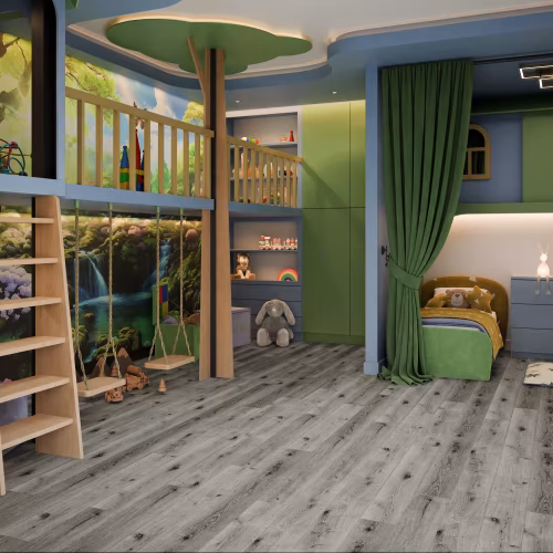 Кварцвиниловая плитка Damy Floor клеевая Family LVT Дуб Состаренный Серый T7020-5D-LVT 1227×187×2,5