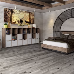 Кварцвиниловая плитка Damy Floor клеевая Family LVT Дуб Состаренный Серый T7020-5D-LVT 1227×187×2,5