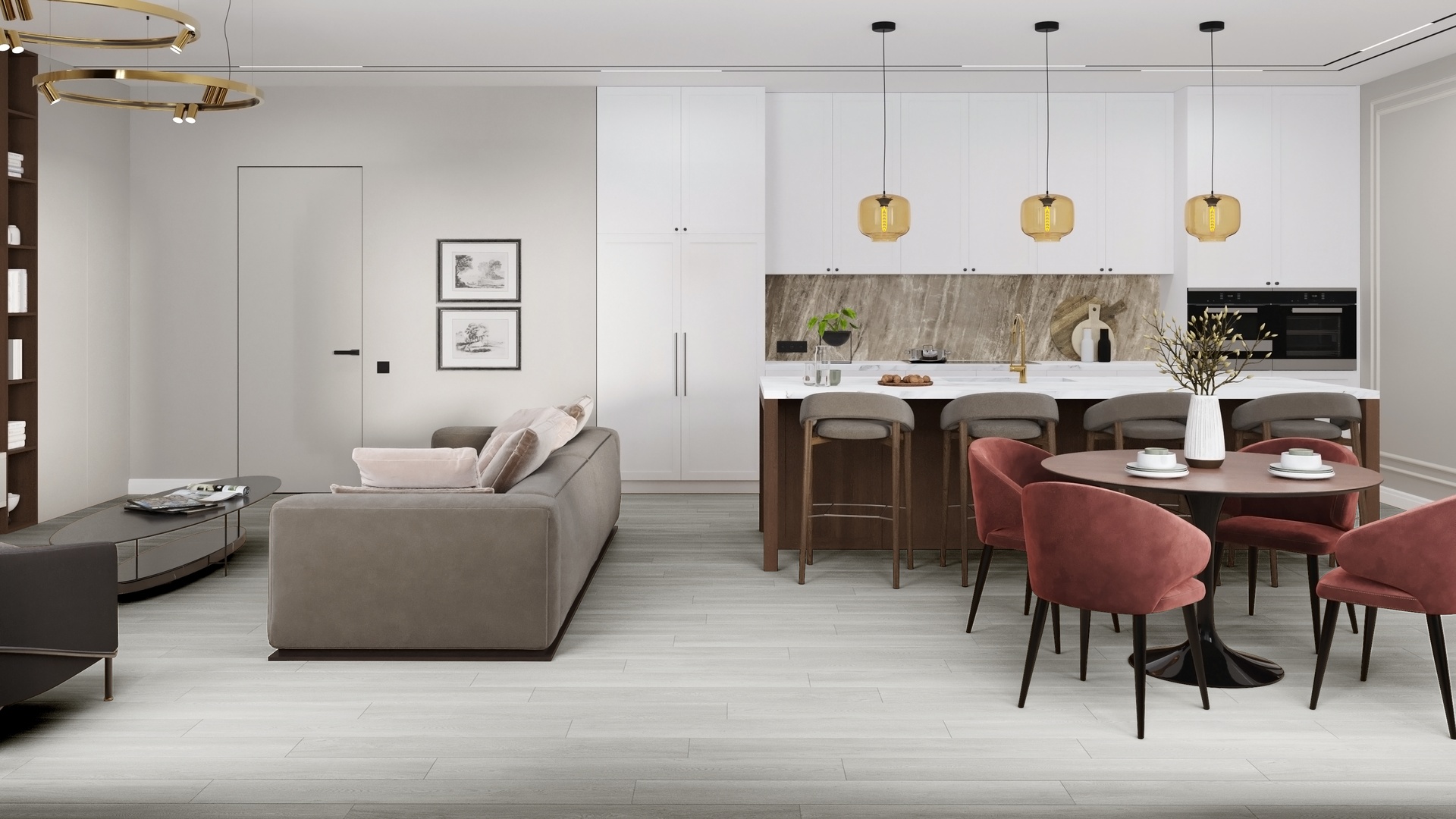 Кварцвиниловая плитка Damy Floor клеевая Family LVT Дуб Зимний Winter Oak TCM304-3-LVT 1227×187×2,5 фото в интерьере