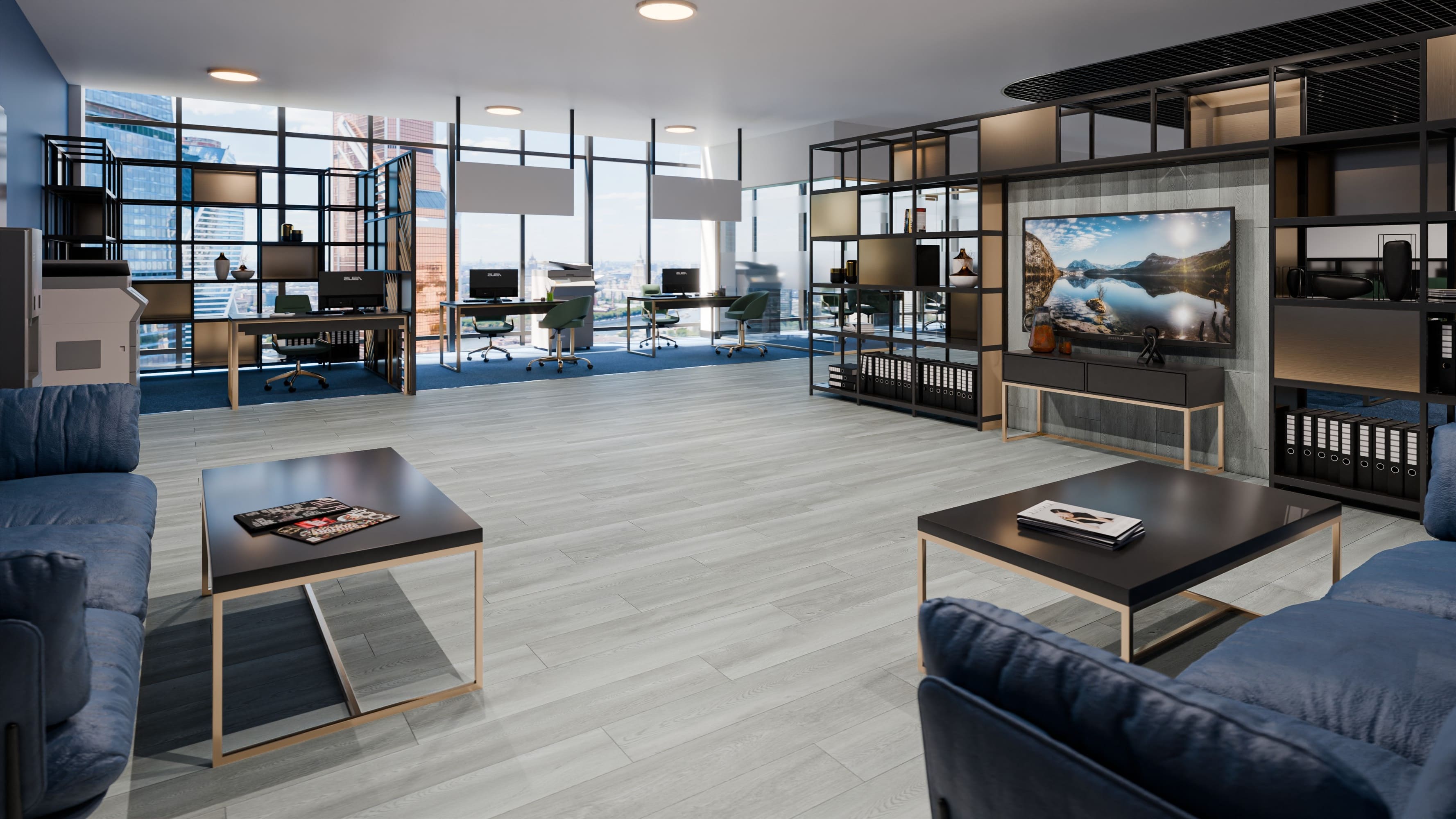 Кварцвиниловая плитка Damy Floor клеевая Family LVT Дуб Зимний Winter Oak TCM304-3-LVT 1227×187×2,5 фото в интерьере