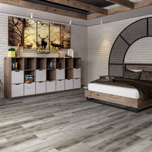 Кварцвиниловая плитка Damy Floor клеевая Family LVT Дуб Рустикальный Cерый TCM369-28-LVT 1227×187×2,5