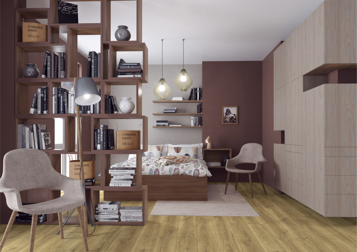 Ламинат Kronopol Aurum Volo Aqua Дуб Фалькон Falcon Oak D40324 1380×191×8 фото в интерьере