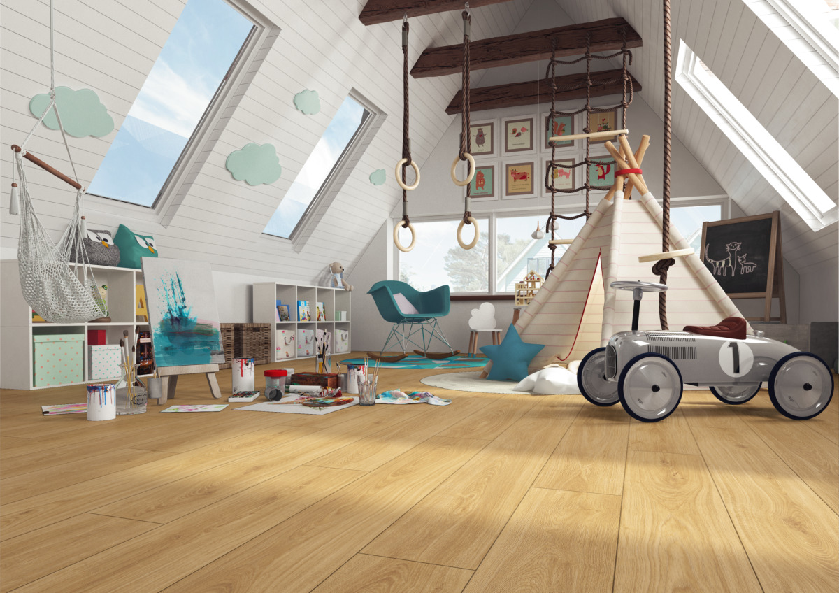 Ламинат Kronopol Aurum Volo Aqua Дуб Альбатрос Albatros Oak D40334 1380×191×8 фото в интерьере