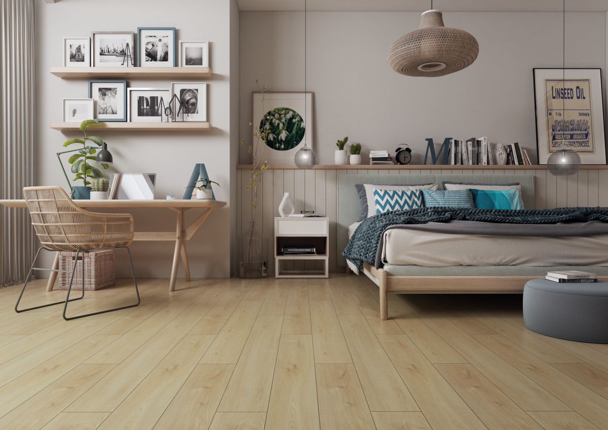 Ламинат Kronopol Aurum Dolce Aqua Дуб Медовый Honey Oak D40144 1380×157×8 фото в интерьере