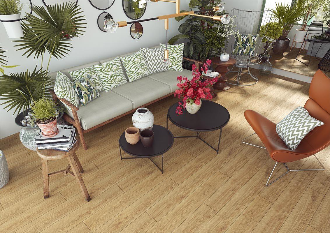 Ламинат Kronopol Aurum Dolce Aqua Дуб Карамелло Caramello Oak D40064 1380×157×8 фото в интерьере