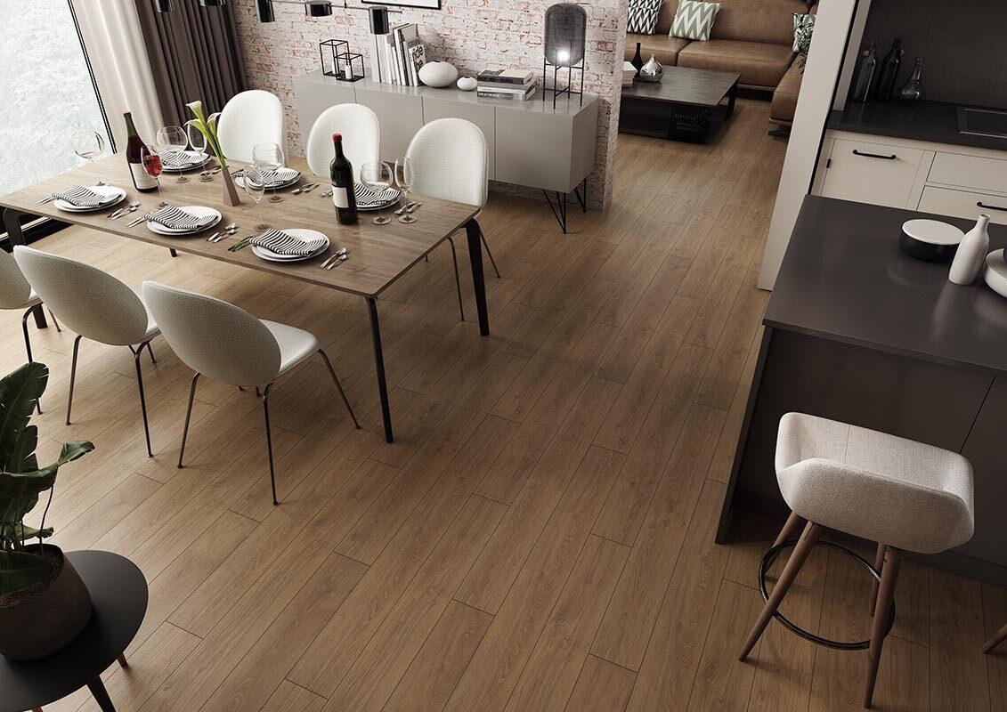 Ламинат Kronopol Aurum Dolce Aqua Дуб Брауни Brownie Oak D40084 1380×157×8 фото в интерьере