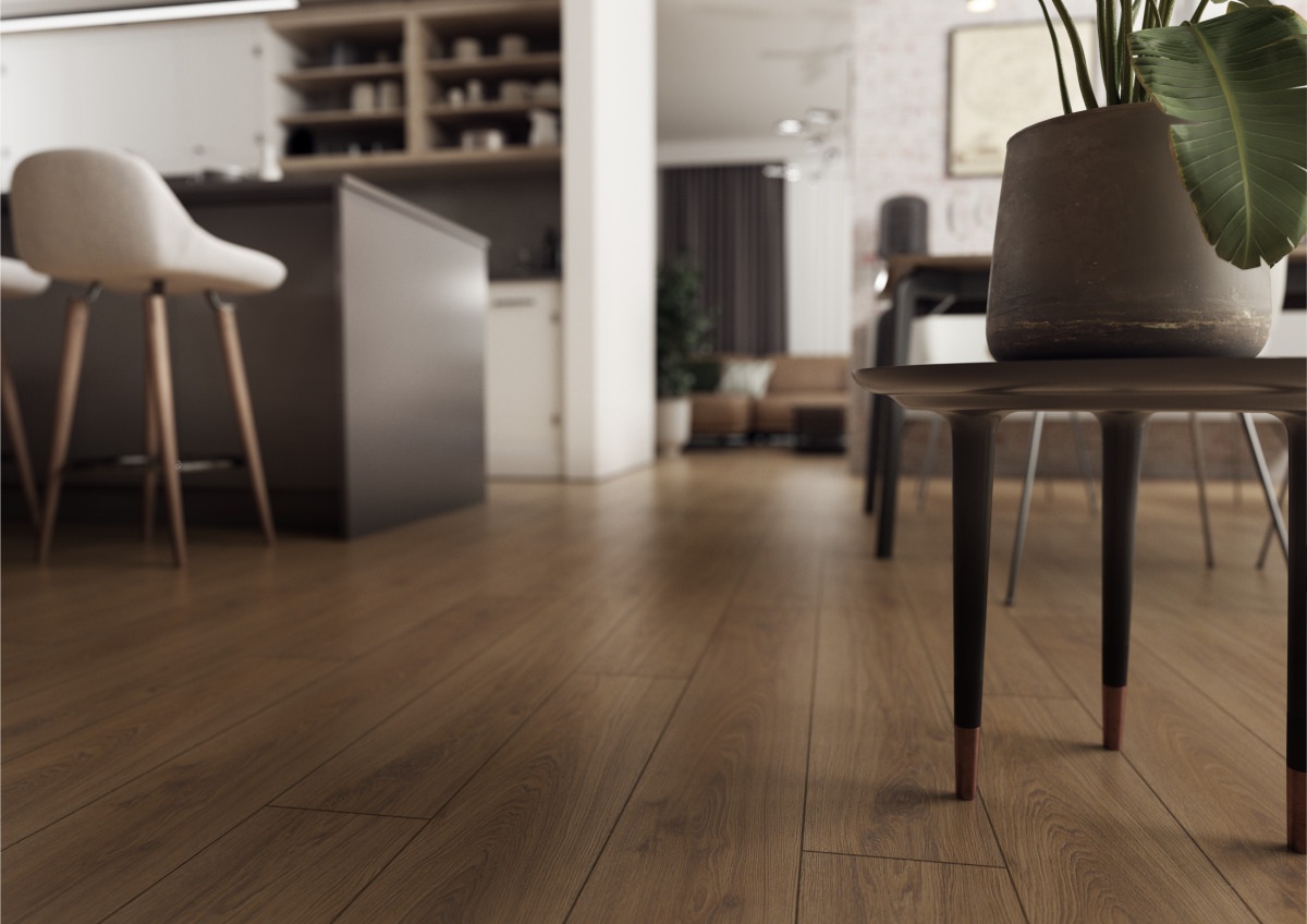 Ламинат Kronopol Aurum Dolce Aqua Дуб Брауни Brownie Oak D40084 1380×157×8 фото в интерьере