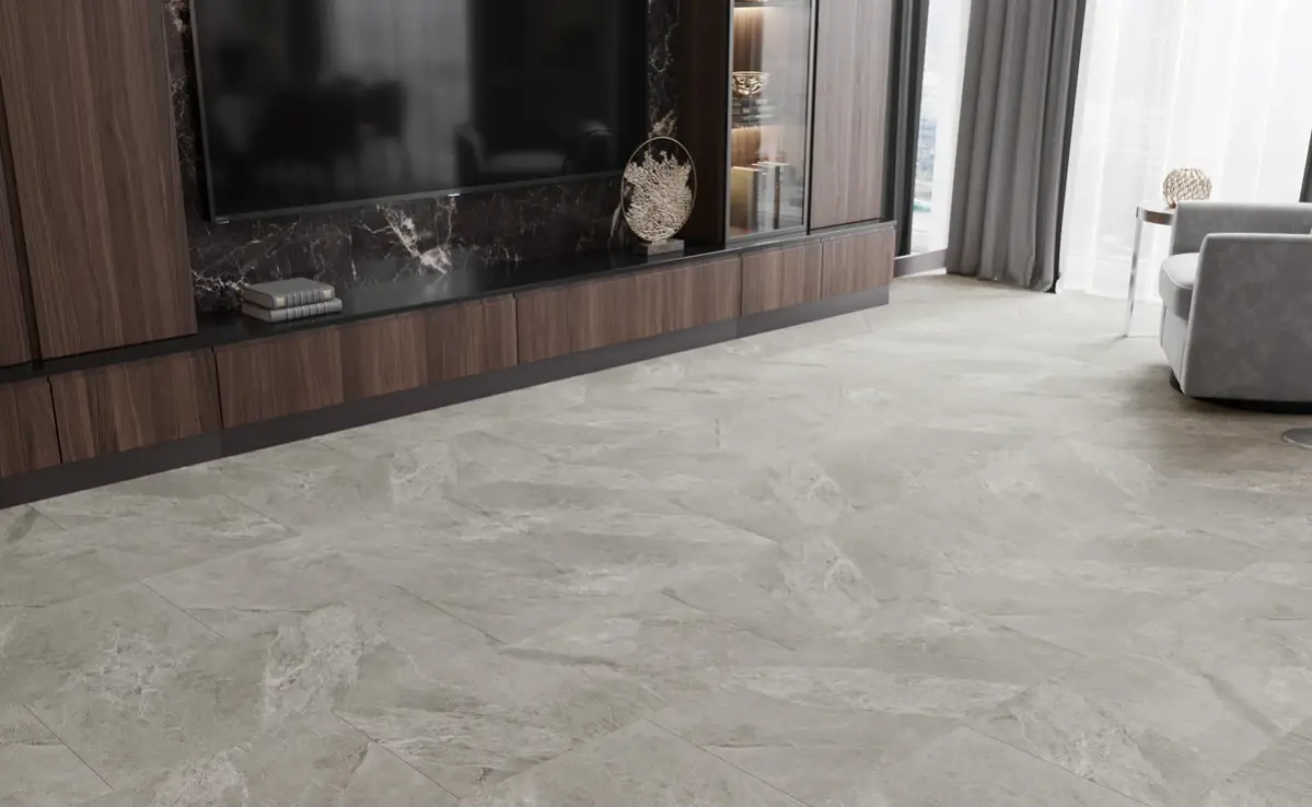 Кварцвиниловая плитка Vinilam клеевая Ceramo Stone Glue Тосканский Камень 91902 950×475×2,5 фото в интерьере