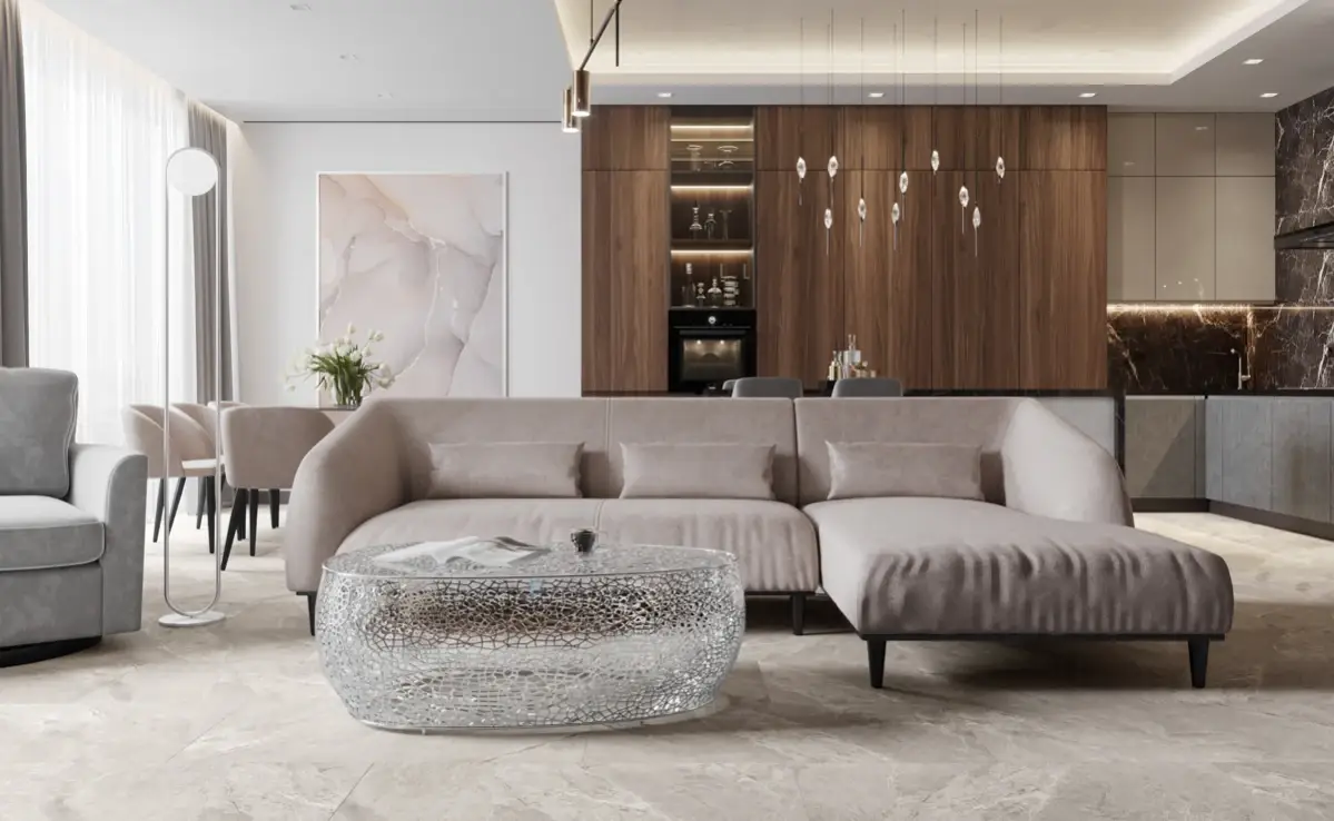 Кварцвиниловая плитка Vinilam клеевая Ceramo Stone Glue Тосканский Камень 91902 950×475×2,5 фото в интерьере