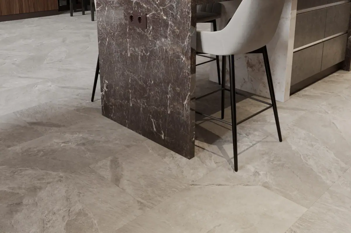 Кварцвиниловая плитка Vinilam клеевая Ceramo Stone Glue Тосканский Камень 91902 950×475×2,5 фото в интерьере