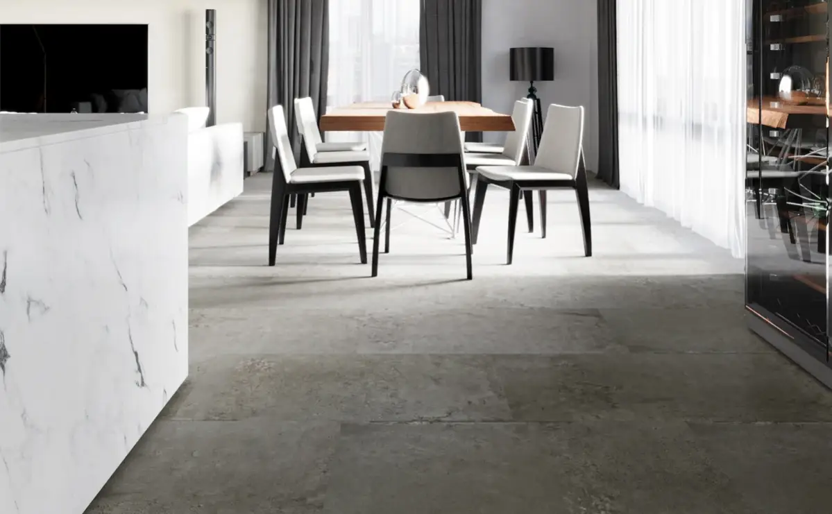 Кварцвиниловая плитка Vinilam клеевая Ceramo Stone Glue Португальский Камень 91905 950×475×2,5 фото в интерьере