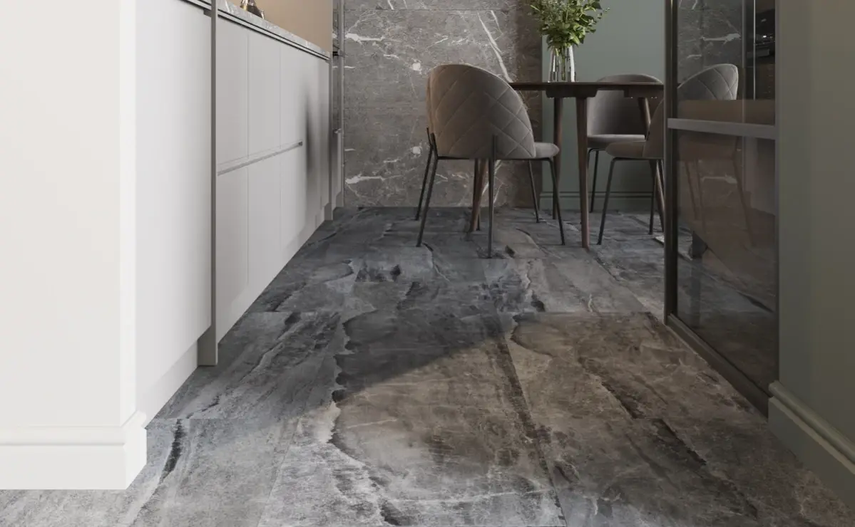 Кварцвиниловая плитка Vinilam клеевая Ceramo Stone Glue Колумбийский Камень 91906 950×475×2,5 фото в интерьере