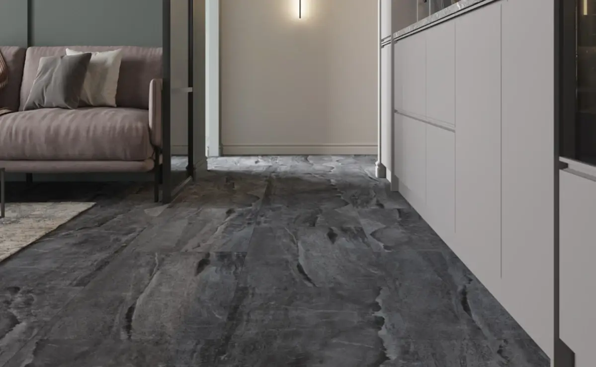 Кварцвиниловая плитка Vinilam клеевая Ceramo Stone Glue Колумбийский Камень 91906 950×475×2,5 фото в интерьере