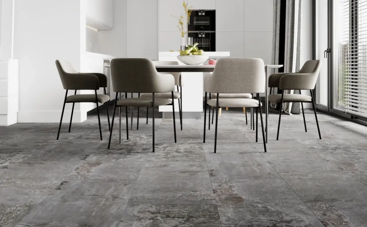 Кварцвиниловая плитка Vinilam клеевая Ceramo Stone Glue Перуанский Камень 91908 950×475×2,5 фото в интерьере