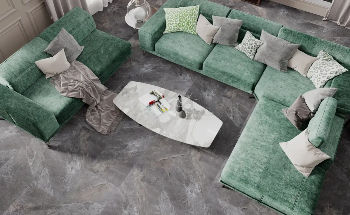 Кварцвиниловая плитка Vinilam клеевая Ceramo Stone Glue Персидский Камень 91911 950×475×2,5 фото в интерьере