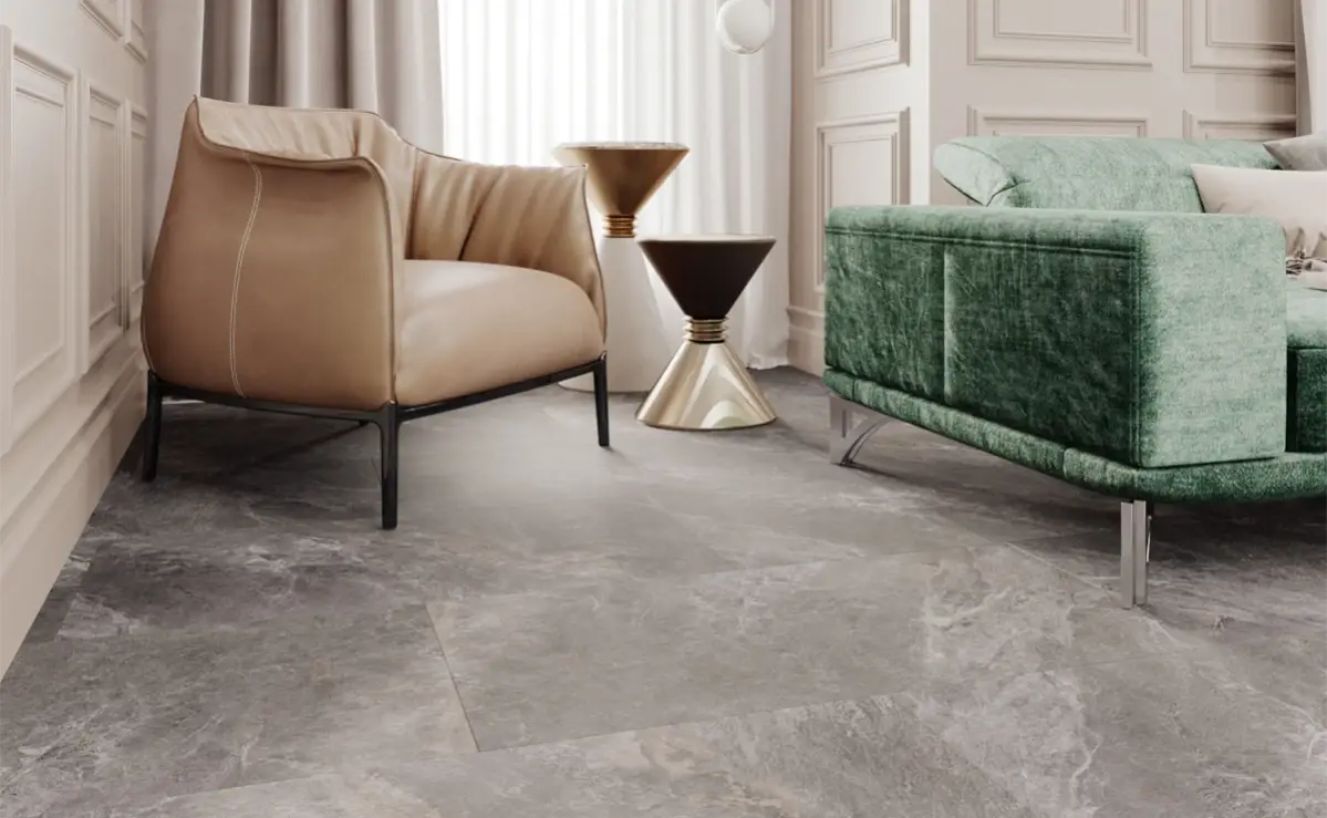 Кварцвиниловая плитка Vinilam клеевая Ceramo Stone Glue Персидский Камень 91911 950×475×2,5 фото в интерьере