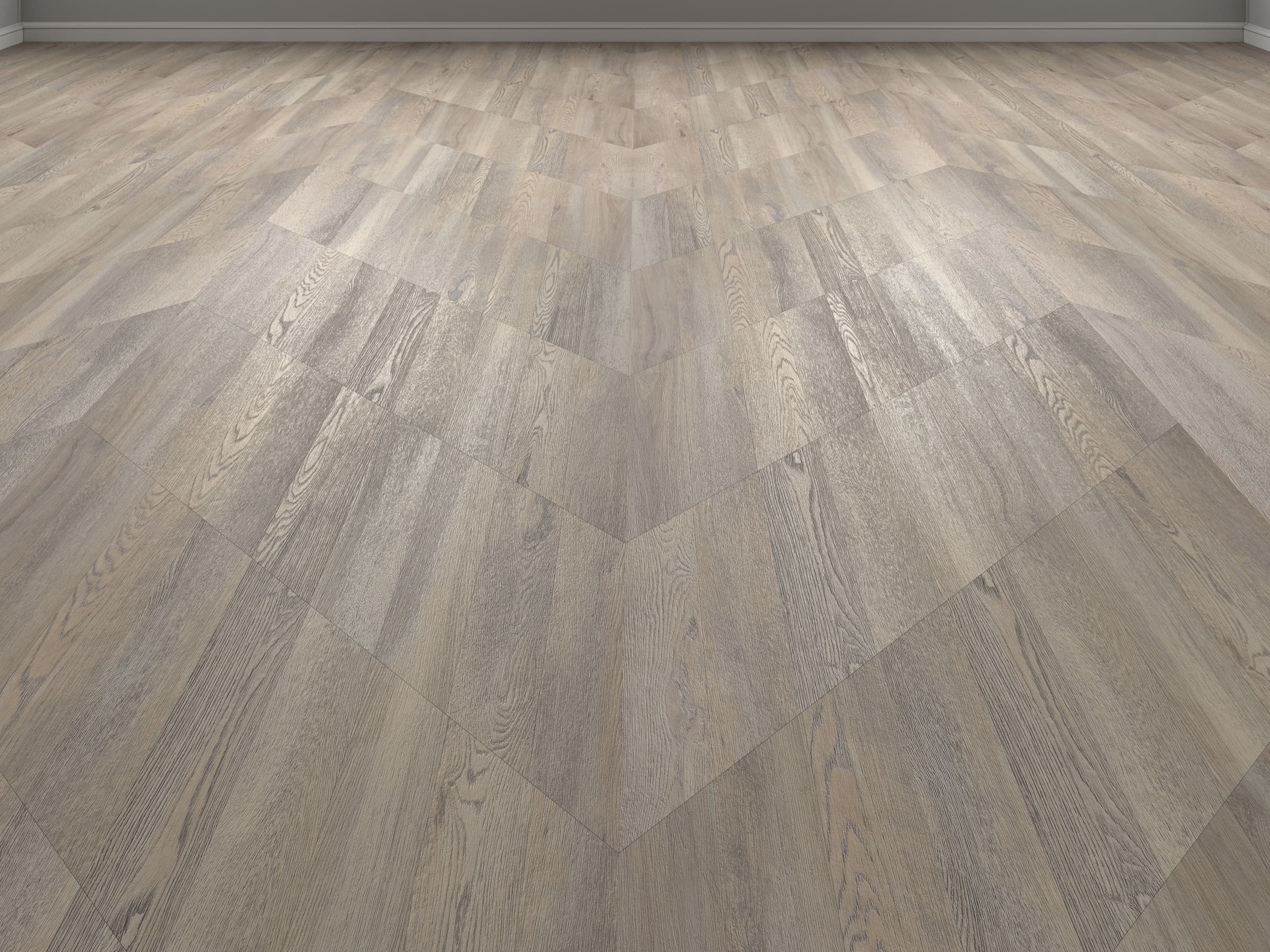 Кварцвиниловая плитка Vinilam клеевая Parquet Chevron Glue Шеврон Шампань RI153616CL4 французская елка 690×115×2,5 фото в интерьере