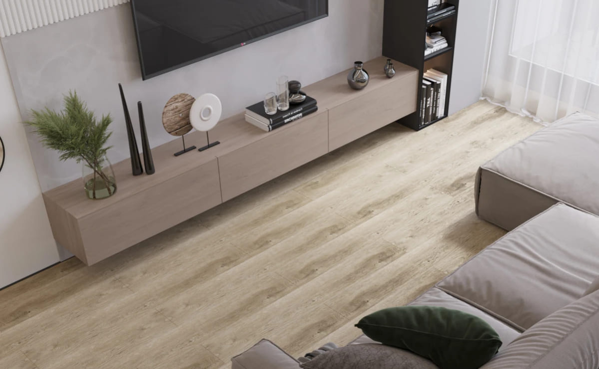 Кварцвиниловая плитка Vinilam клеевая Glue Дуб Кассель 8857 1228×188×2,5 фото в интерьере