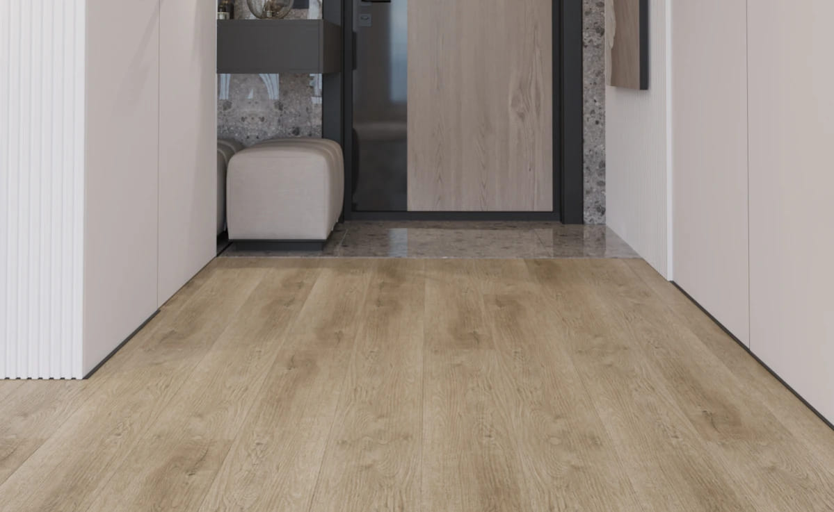 Кварцвиниловая плитка Vinilam клеевая Glue Дуб Кассель 8857 1228×188×2,5 фото в интерьере