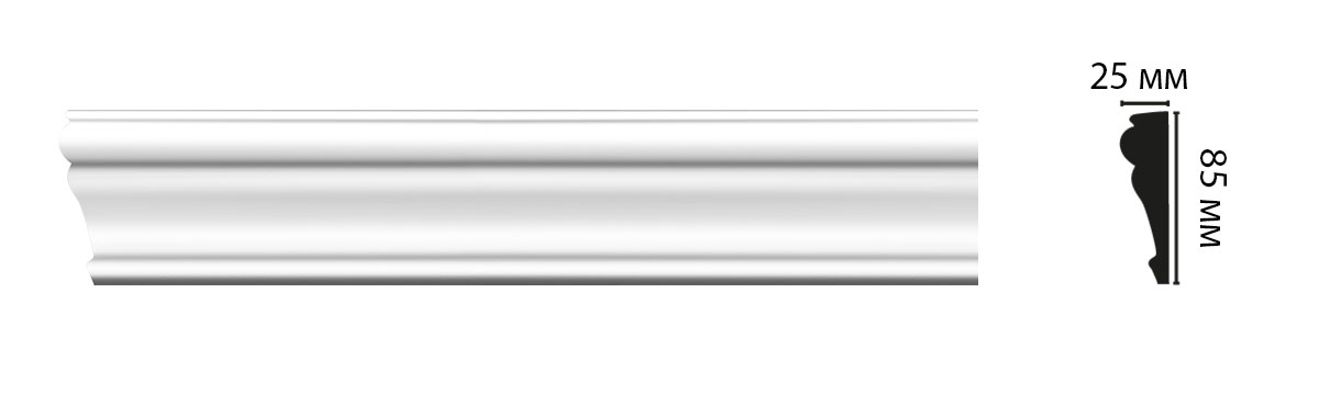 Потолочный плинтус под покраску Decomaster Дюропрофиль D152ДМ 2000×25×85