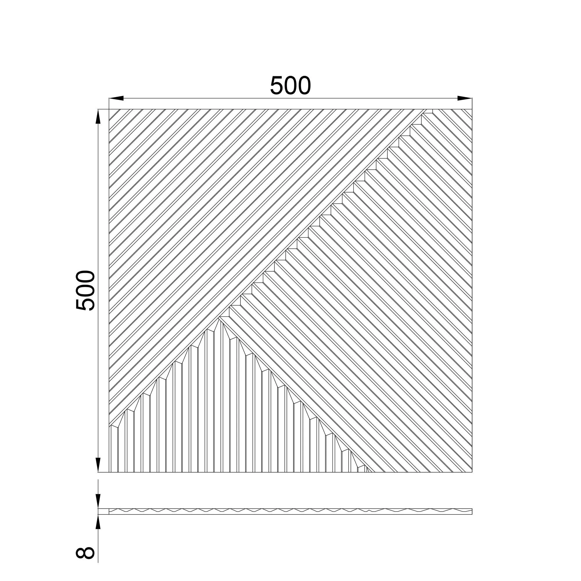 МДФ стеновая панель Ликорн Пирамида Орех темный 500×500×8