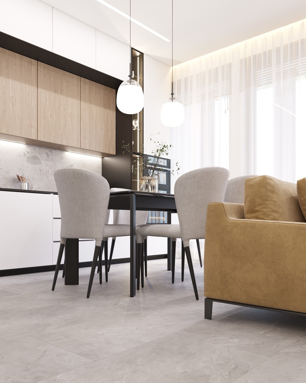 Кварцвиниловый SPC ламинат Vinilam Ceramo Stone Элейский Камень 91903 940×470×8 фото в интерьере